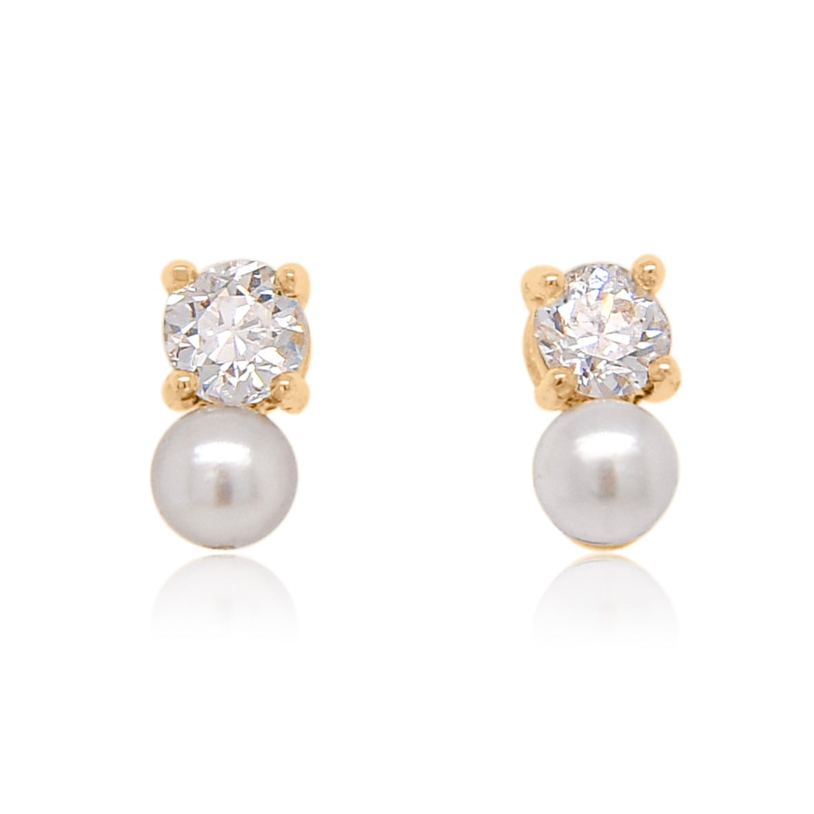 0.24 ct old European cut diamond and pearl stud earrings