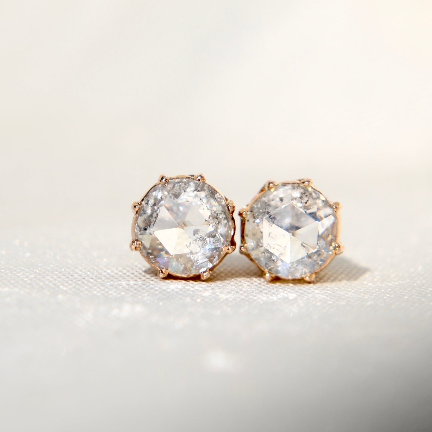 0.92 ct rose cut diamond stud earrings