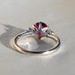 1.84 ct Burmese spinel and old mine cut diamond three stone ring