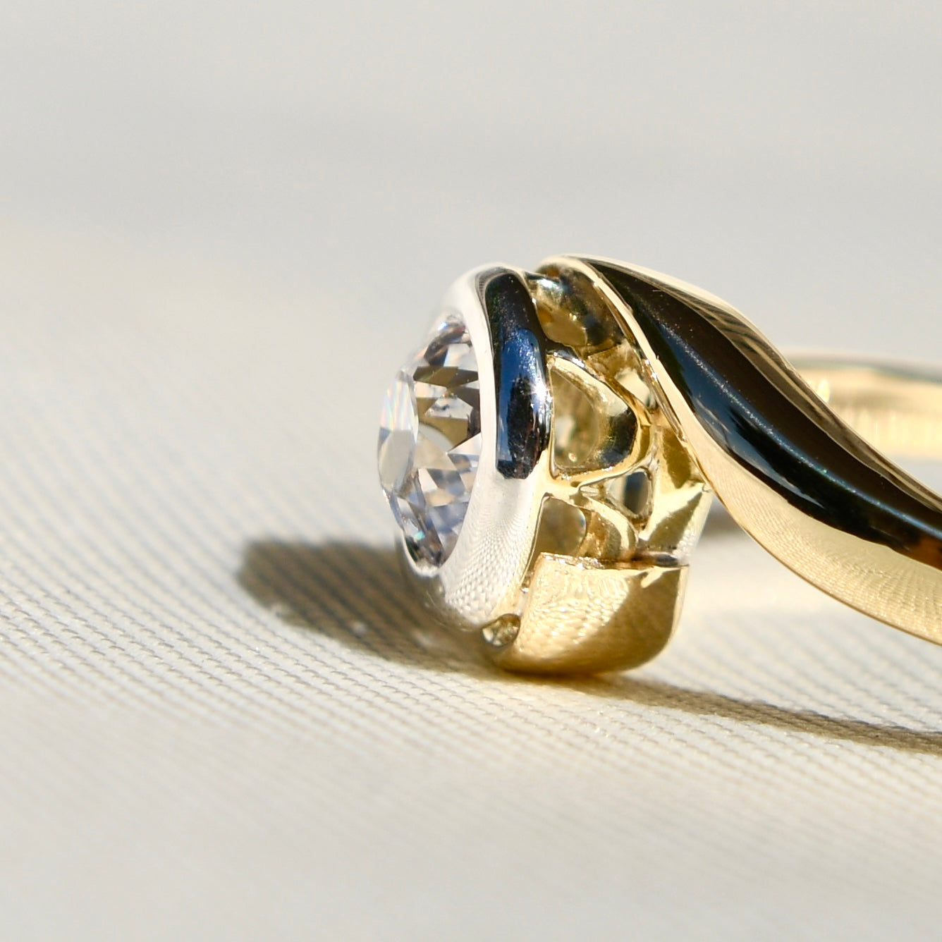 Antique 0.50 ct old mine cut diamond tourbillon ring