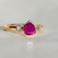 1.01 ct ruby and peruzzi cut diamond three stone ring