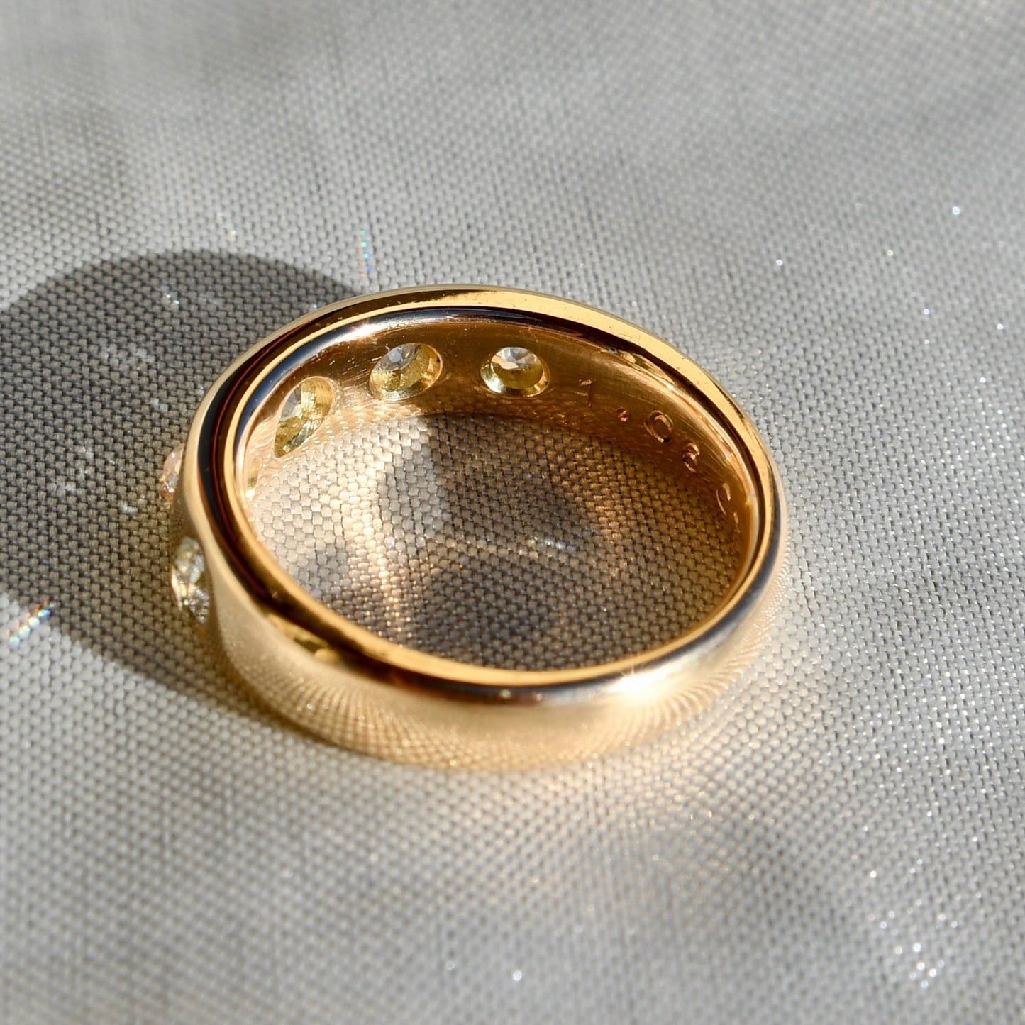 1.06ct old mine cut diamond five stone band ring