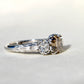 2.97 ct old mine and old European cut diamond tulip three stone ring