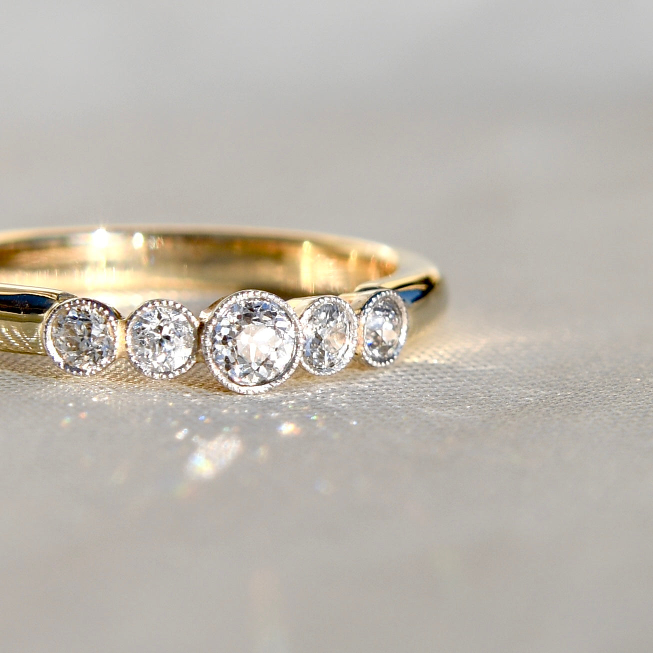 0.28 ct old European cut diamond band ring