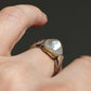Antique natural saltwater pearl solitaire ring