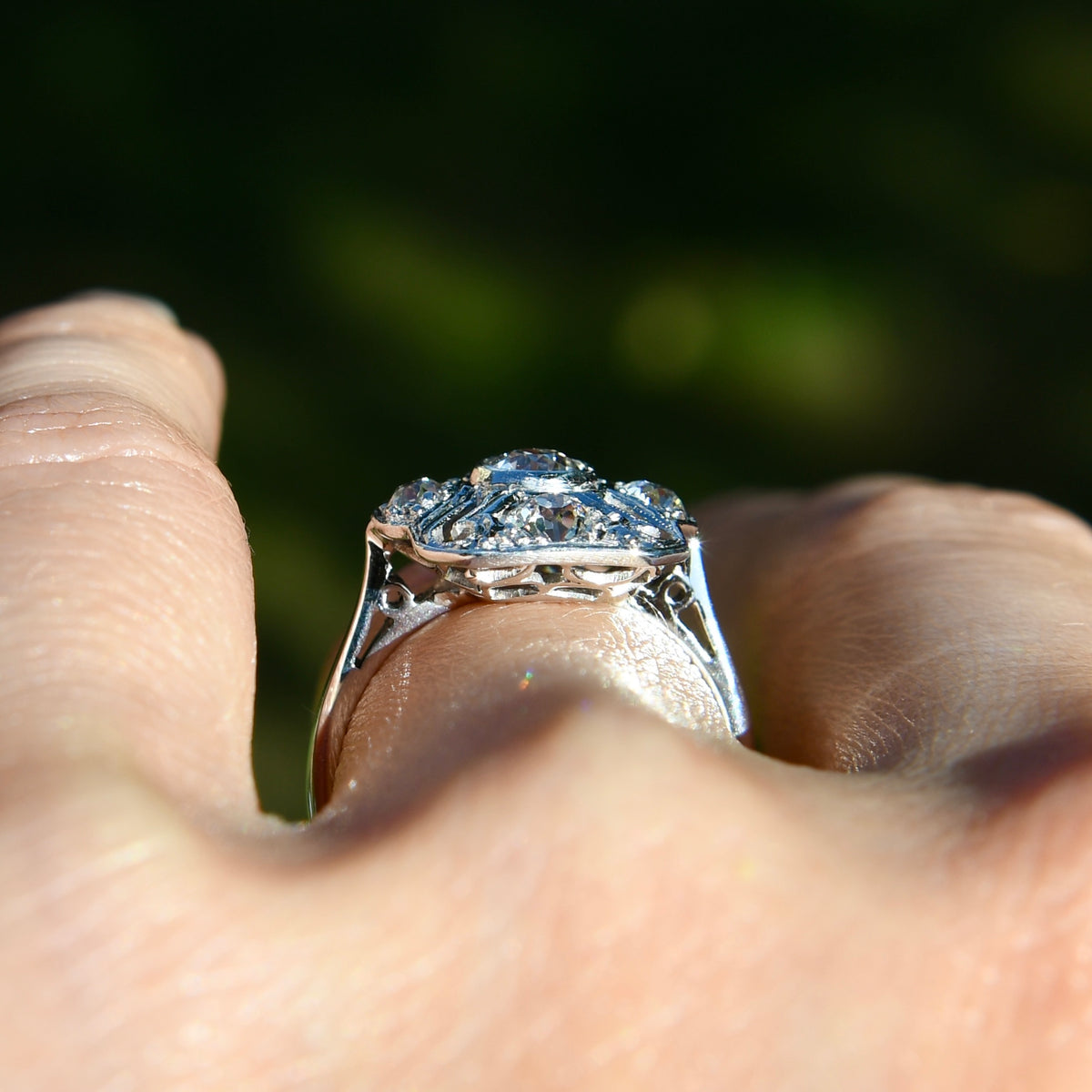 Antique Art déco 0.95 ct old European cut diamond ring