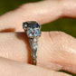 2.97 ct old mine and old European cut diamond tulip three stone ring