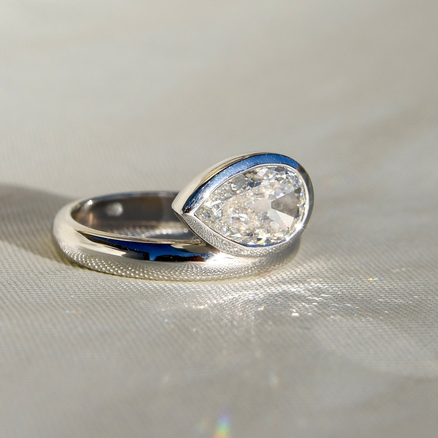 1.11 ct pear cut diamond solitaire ring