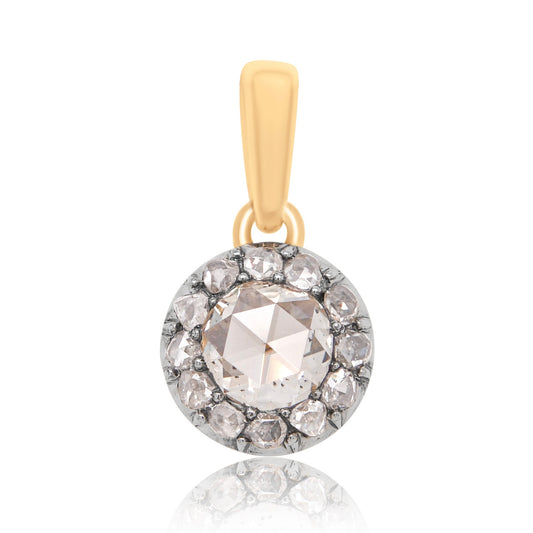 0.80 ct rose cut diamond cluster pendant