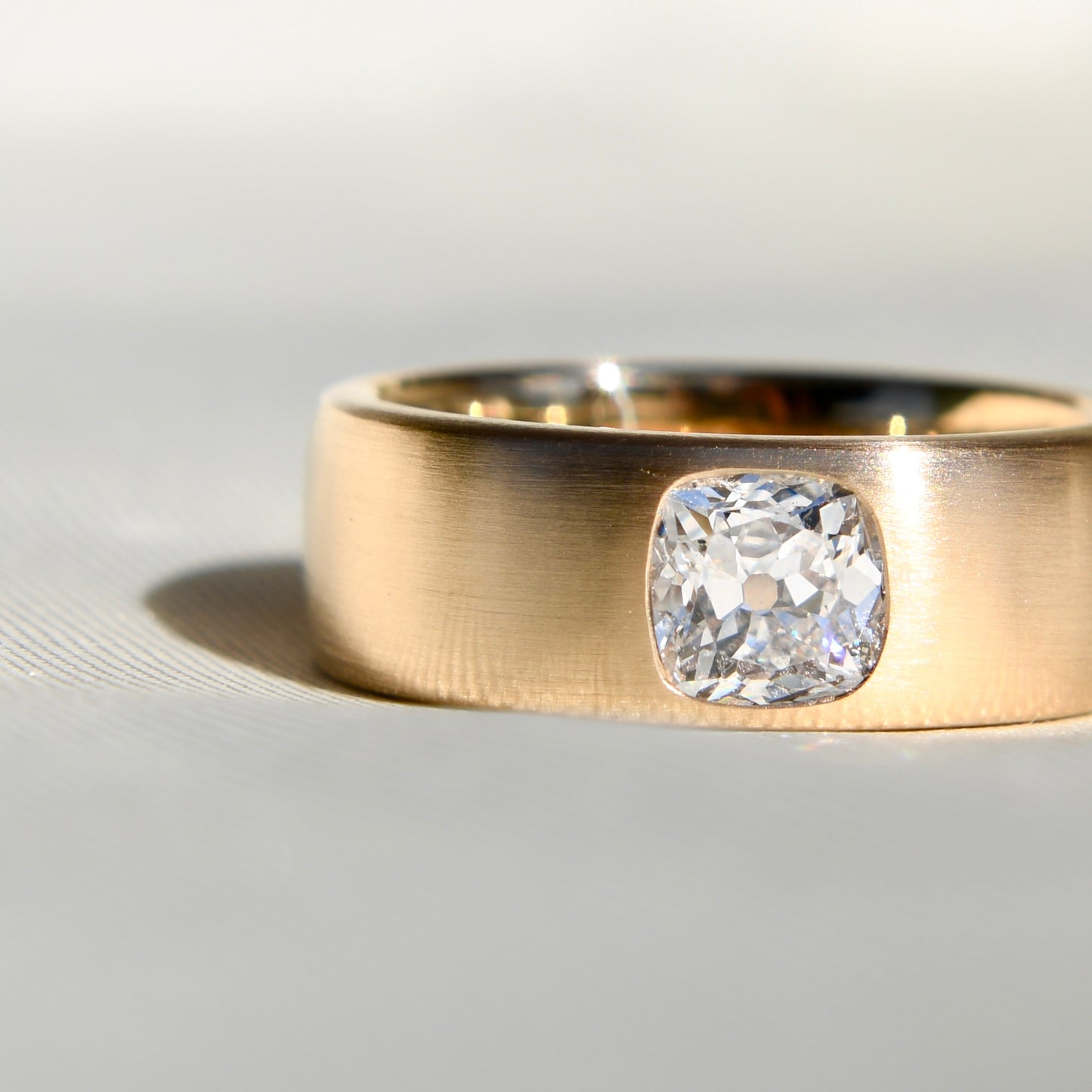0.91 ct old mine cut diamond band ring