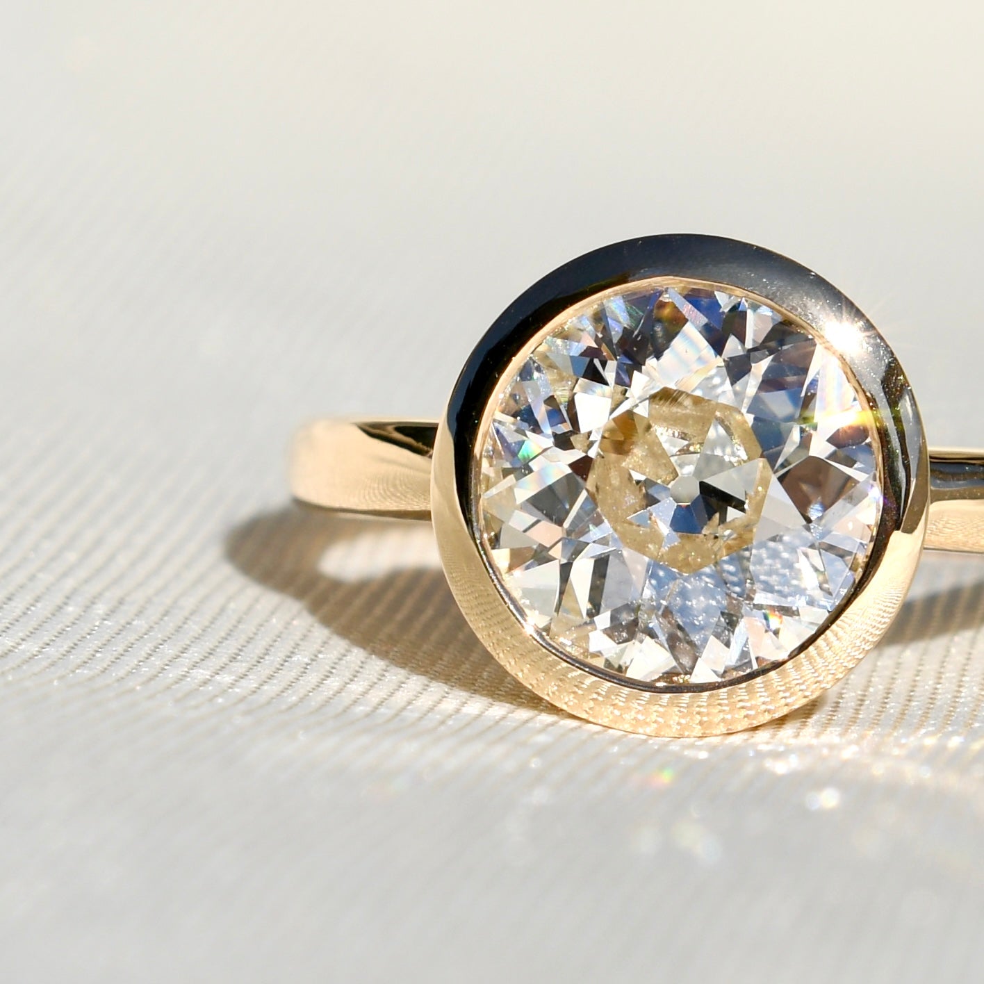 2.62 ct old European cut diamond solitaire ring