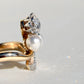 Antique 0.40 ct rose cut diamond and pearl tiara ring