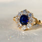 1.15 ct sapphire and old mine cut diamond cluster ring