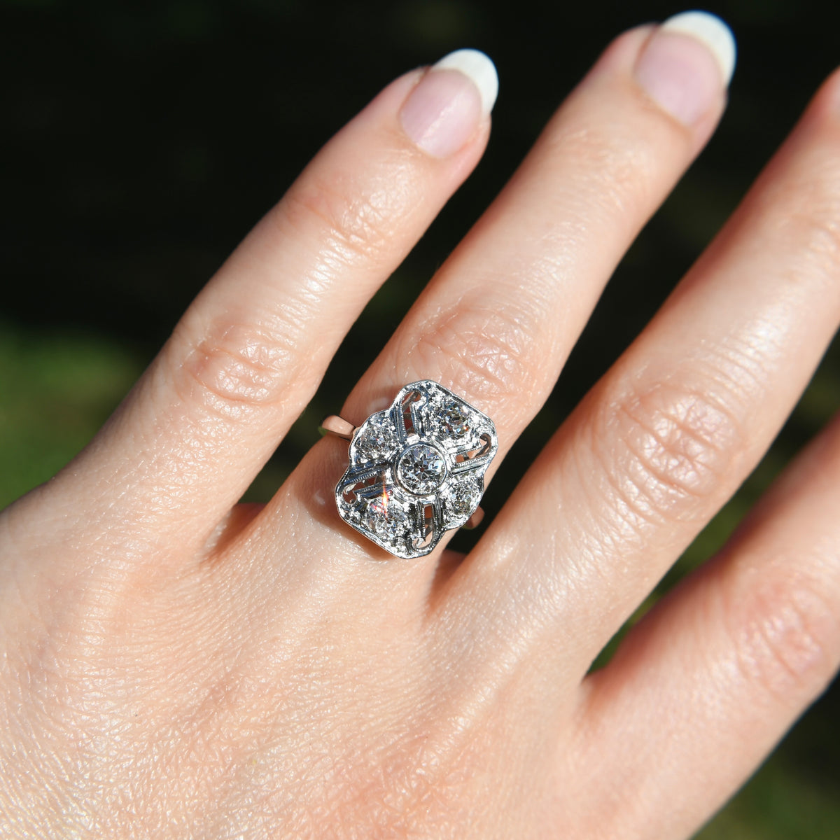 Antique Art déco 0.95 ct old European cut diamond ring