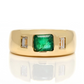 Vintage emerald and baguette cut diamond band ring