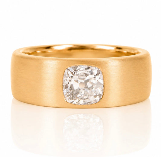 0.91 ct old mine cut diamond band ring