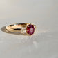 1.03 ct ruby and old mine cut diamond three stone ring