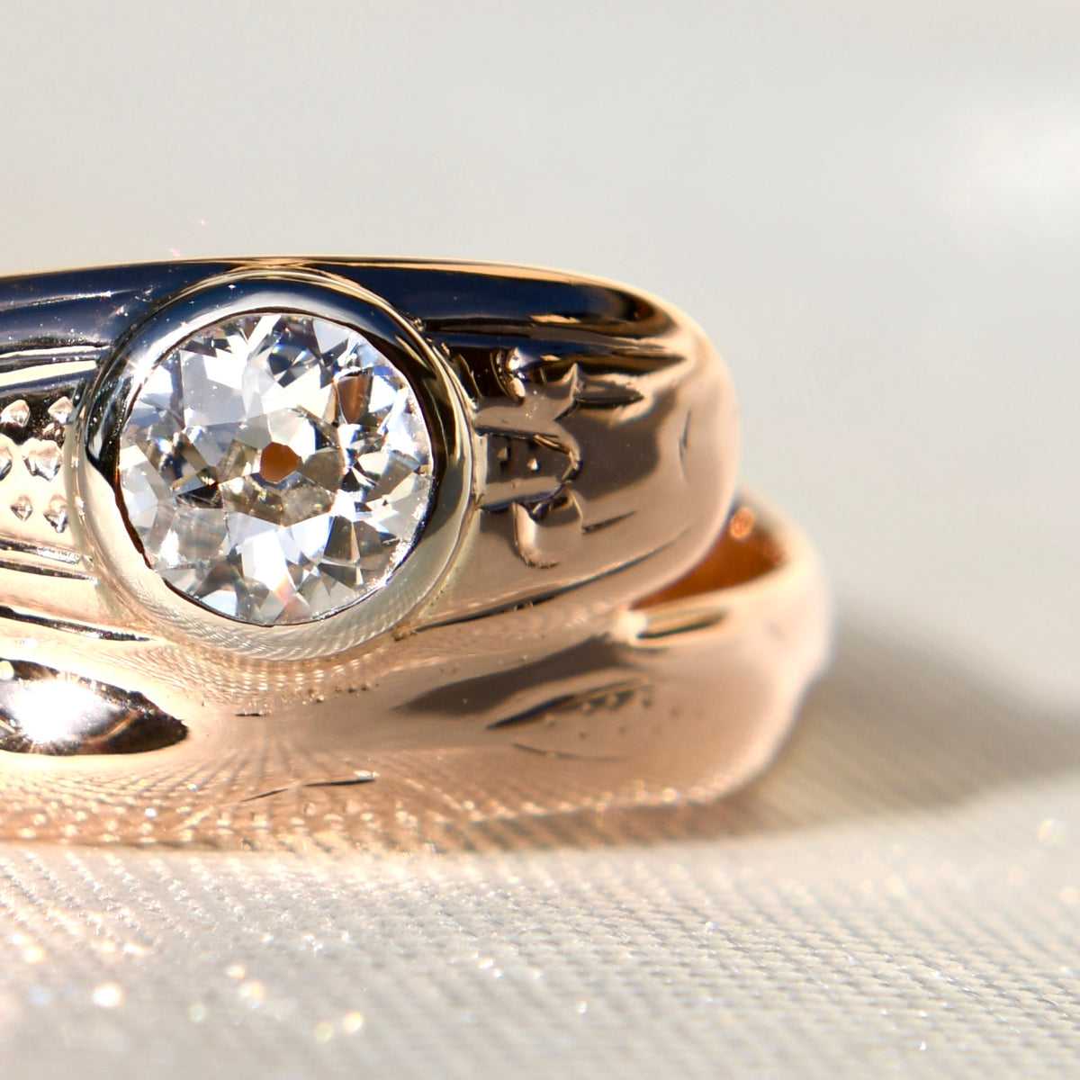0.30 ct old European cut diamond snake ring