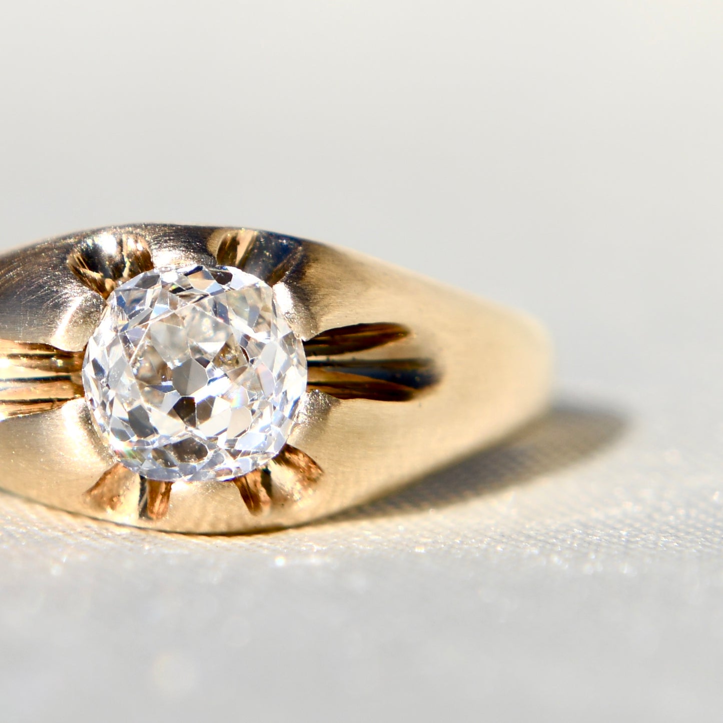 Antique 0.63 ct old mine cut diamond solitaire ring