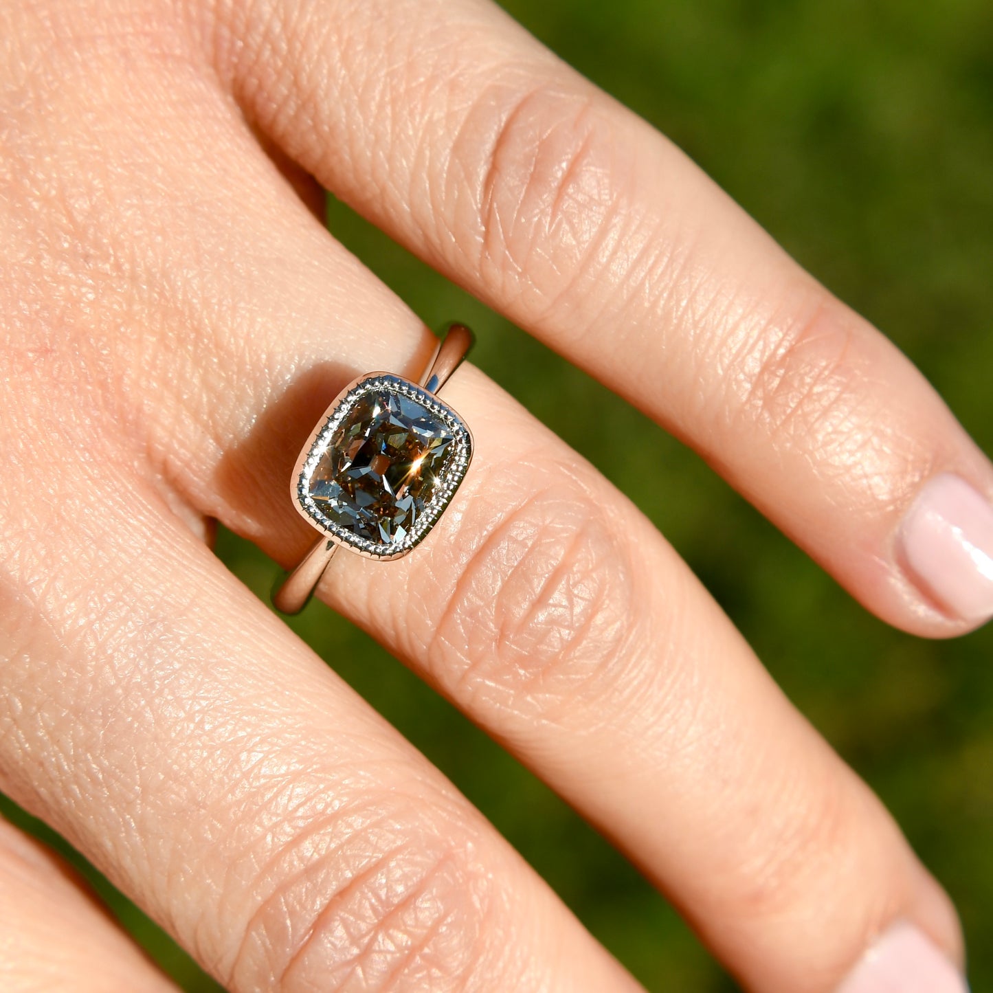 2.17 ct old mine cut diamond solitaire ring