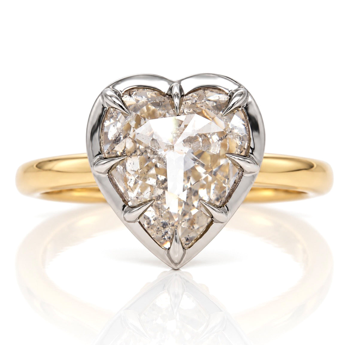 3.12 ct heart rose cut diamond solitaire ring