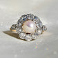 Antique Belle Époque natural pearl and 1.36 ct old European cut diamond daisy ring