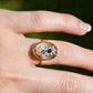 Sapphire and rose cut diamond tulip ring