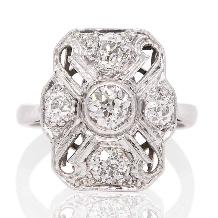 Antique Art déco 0.95 ct old European cut diamond ring