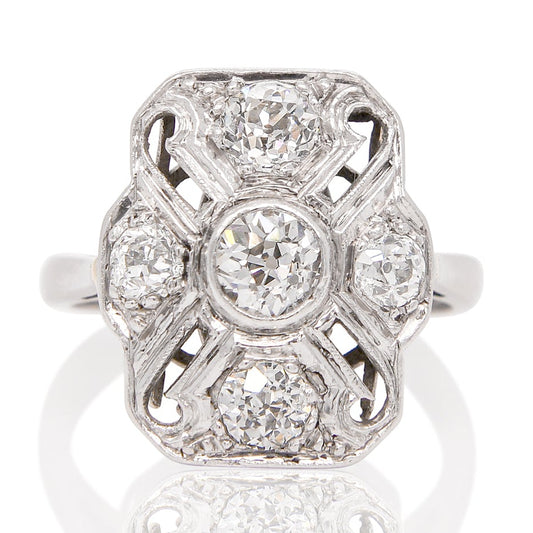 Antique Art déco 0.95 ct old European cut diamond ring
