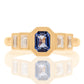 0.61 ct Ceylon sapphire and baguette cut diamond five stone ring