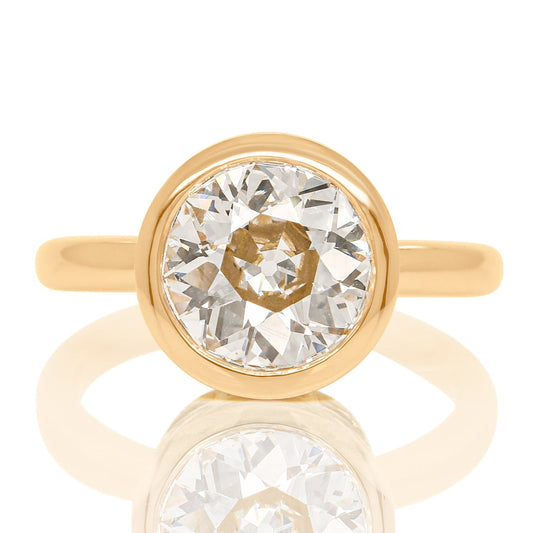 2.62 ct old European cut diamond solitaire ring