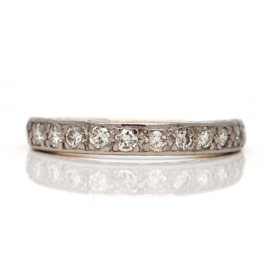 Antique 0.36 ct half hoop diamond band ring