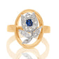 Sapphire and rose cut diamond tulip ring
