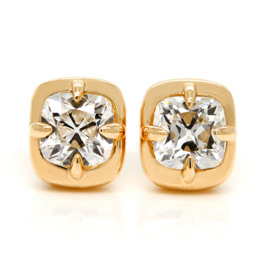 0.97 ct old mine cut diamond studs