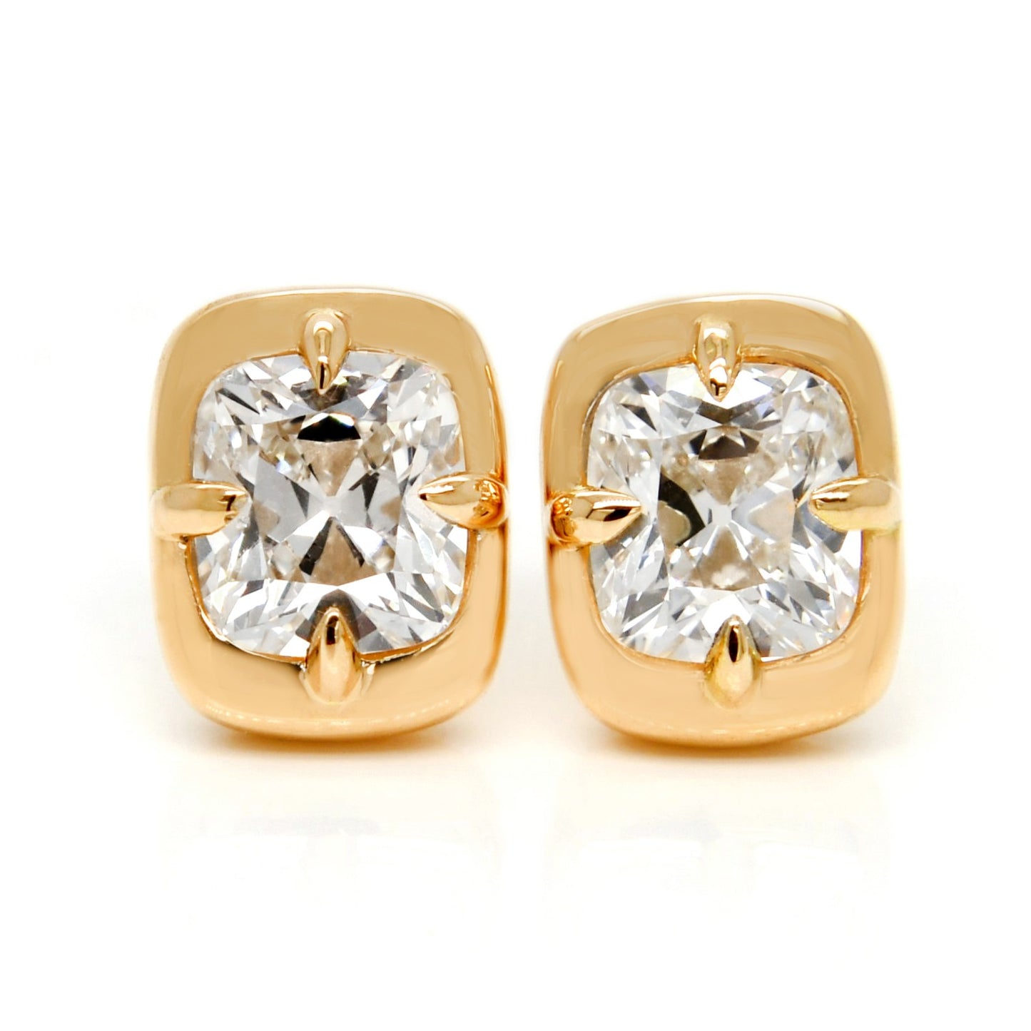 1.37 ct old mine cut diamond studs