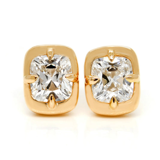 1.37 ct old mine cut diamond studs