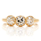 0.53 ct old mine cut diamond three stone ring