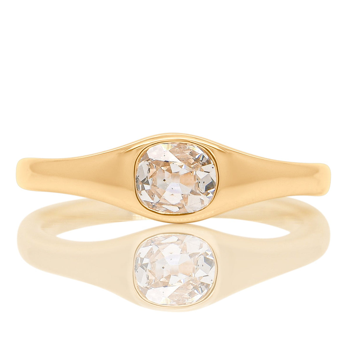 0.33 ct old mine cut diamond solitaire band ring