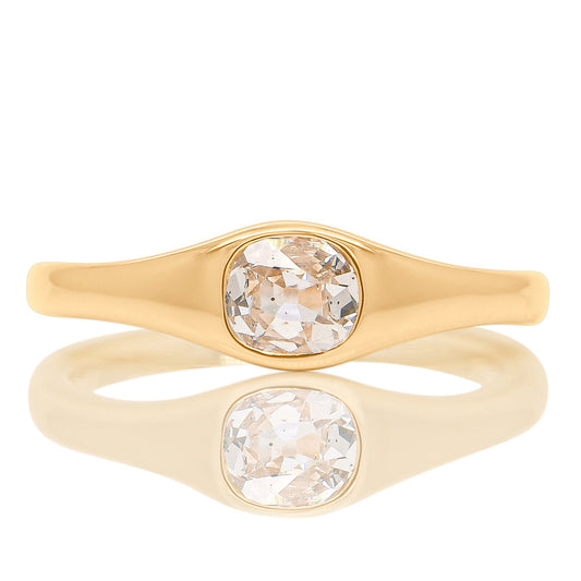 0.33 ct old mine cut diamond solitaire band ring