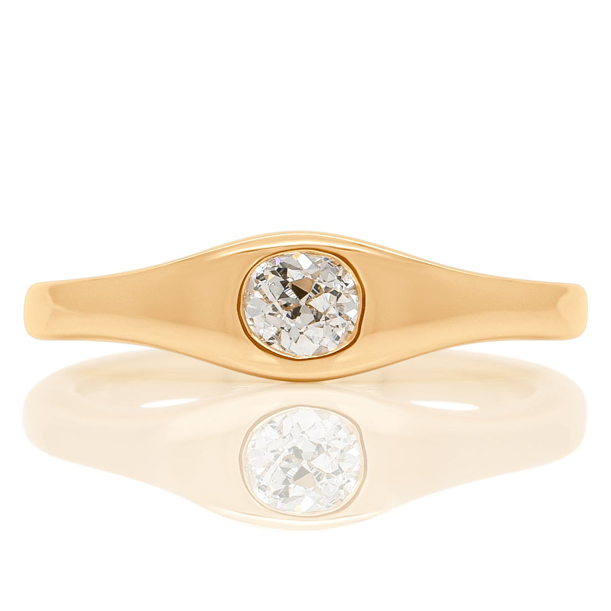 0.31 ct old European cut diamond solitaire band ring