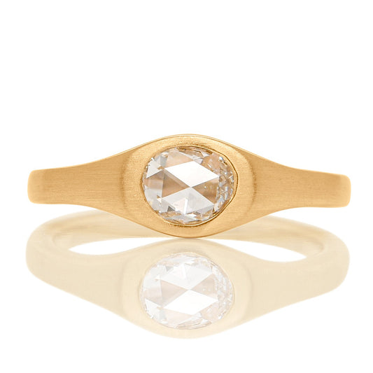 0.50 ct rose cut diamond solitaire band ring