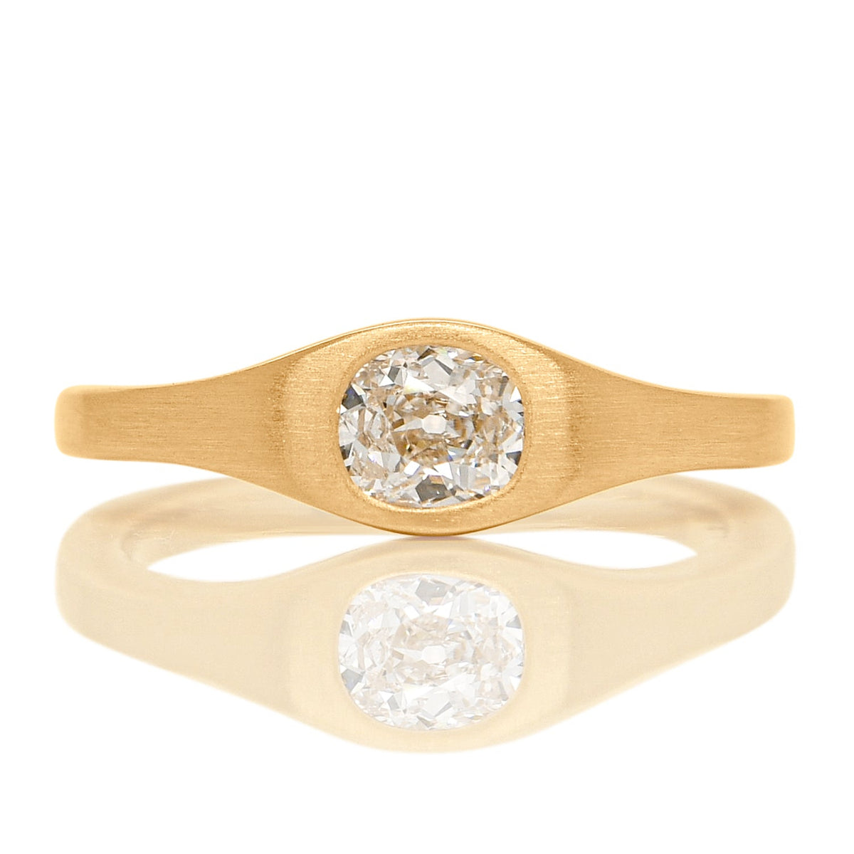 0.36 ct old mine cut diamond solitaire band ring