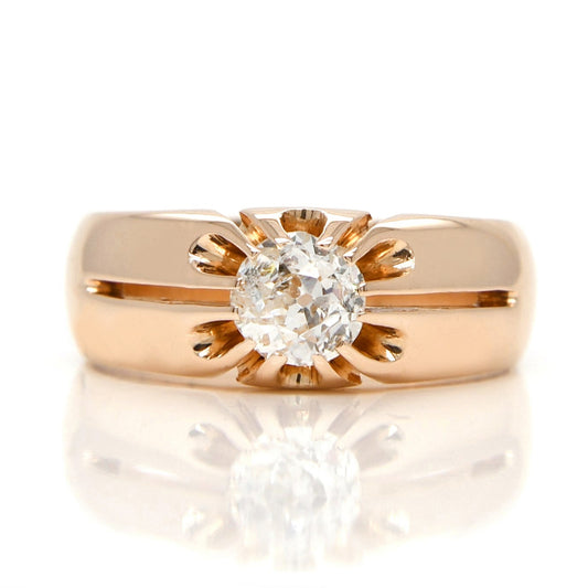 Antique 0.65 ct old mine cut diamond band ring