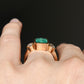 2.65 ct Colombian emerald and old mine cut diamond three stone ring