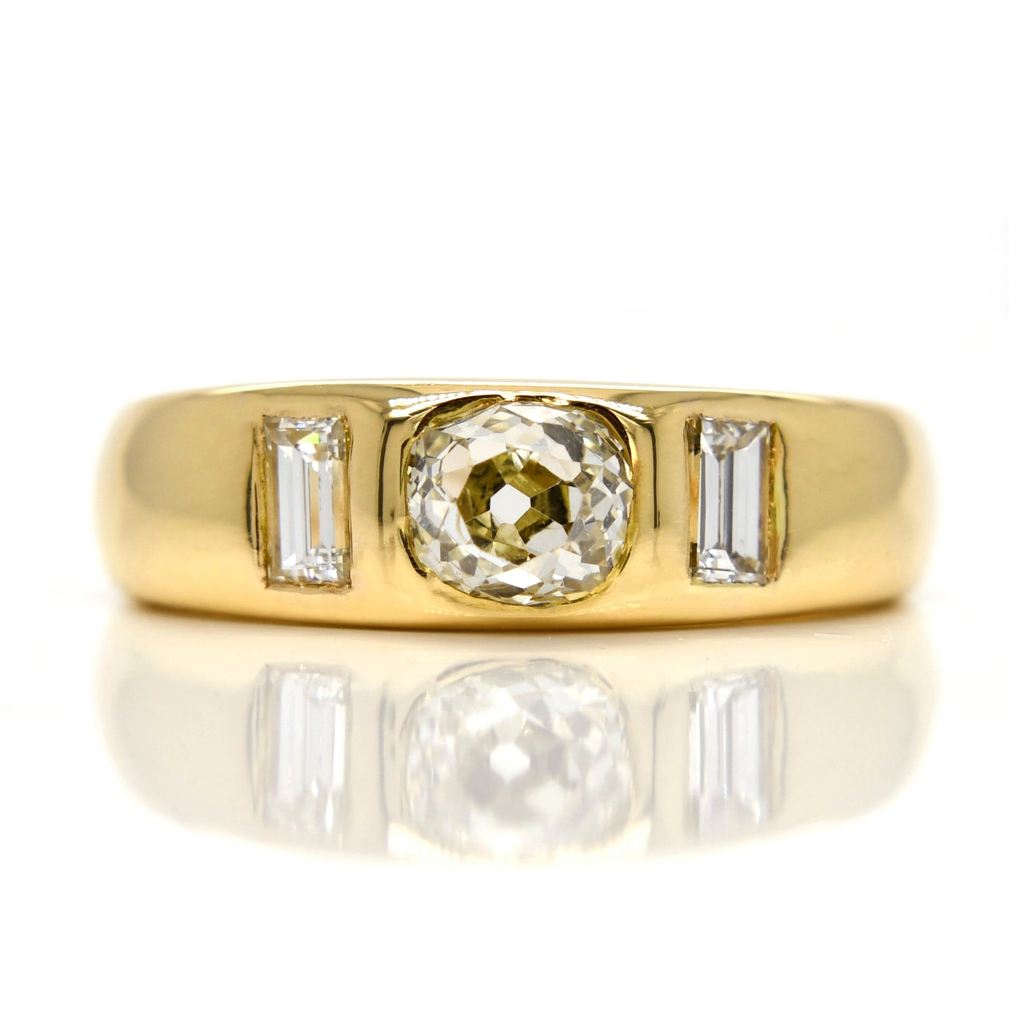 1.23ct old mine and baguette cut diamond band ring