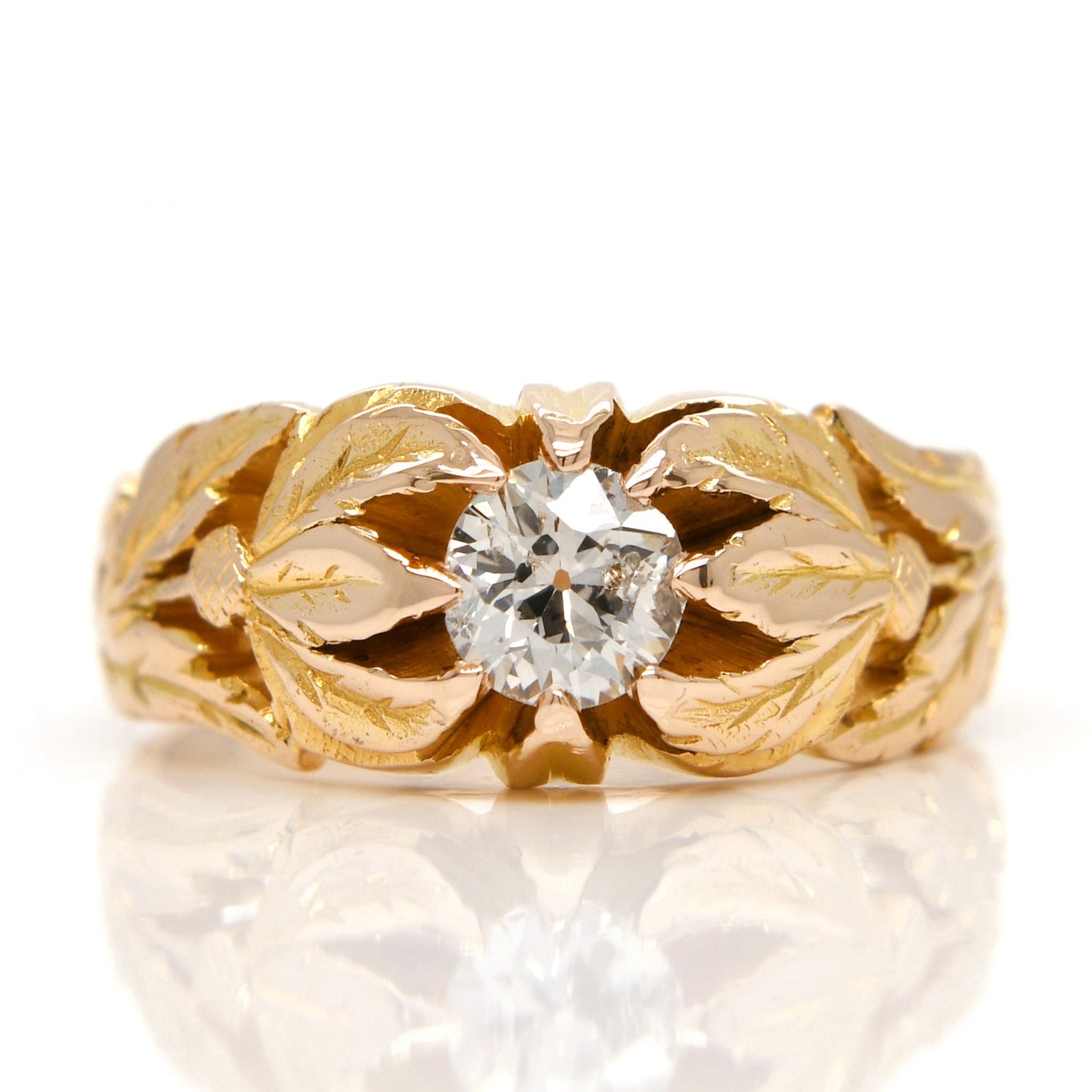 Antique Art Nouveau 0.48 ct old European cut diamond band ring