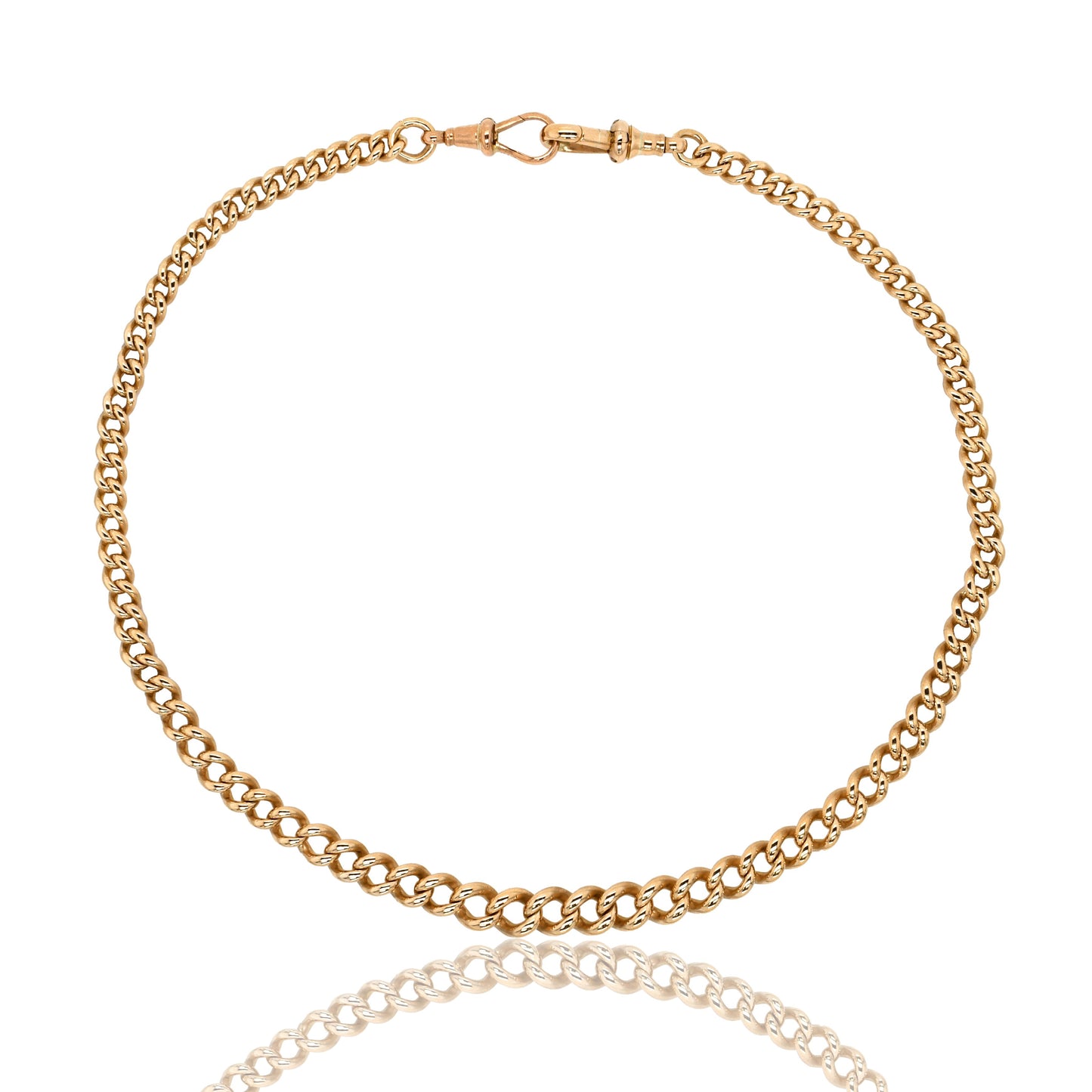 Antique 9k rose gold watch chain, 15.5"