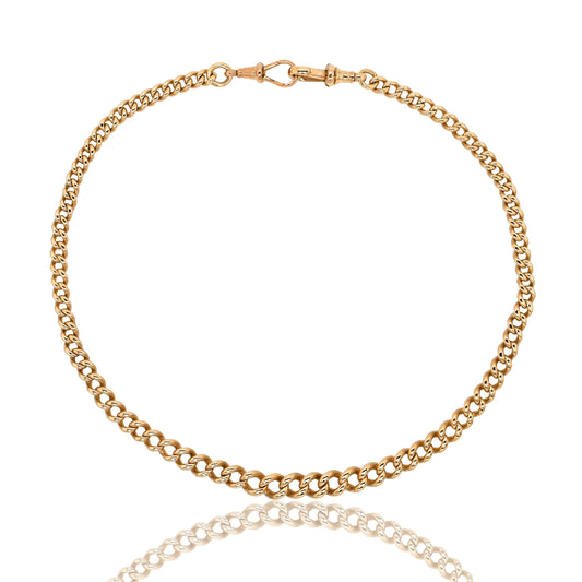 Antique 9k rose gold watch chain, 15.5"