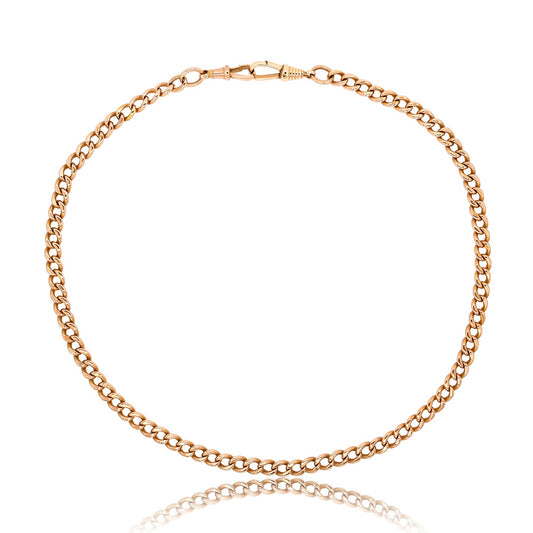 Antique 15k yellow gold watch chain, 17"