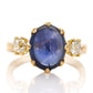 Installment 4/8 - 4.27 ct sapphire cabochon and old mine cut diamond three stone ring